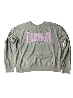 H&M Divided Harvard University Oversized Sweatshirt Sage Green & Purple - Large